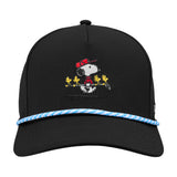 Peanuts "Crew" Black 5 Panel Mid Rope Snoopy Hat