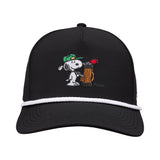 Peanuts "Golfbag" Black 5 Panel Mid Rope Snoopy Hat