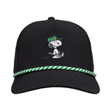 Peanuts "Golfer" Black 5 Panel Mid Rope Snoopy Hat