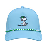 Peanuts "Golfer" Carolina Blue 5 Panel Mid Rope Snoopy Hat