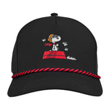 Peanuts "Red Baron" Black 5 Panel Mid Rope Snoopy Hat