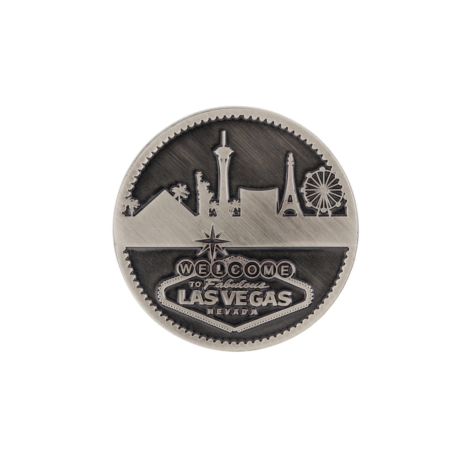 las vegas collector coin with city skyline on face